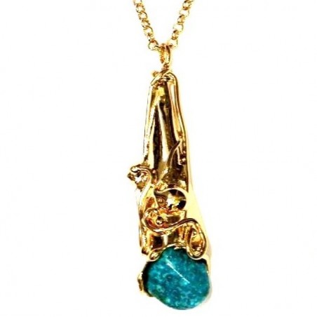 Pendentif en forme de cône allongé avec une pierre fine (agate).