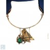 Collier de couleur bronze avec malachite.