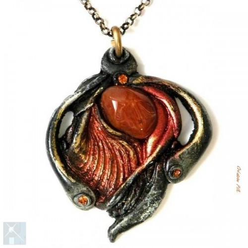 Pendentif fantaisie avec une cornaline