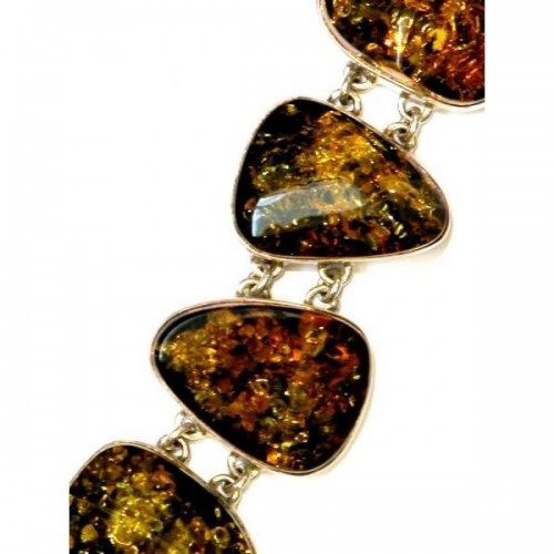 Bracelet En Argent Massif 925 Avec Ambre - Pièce Vintage élégante Et Intemporelle