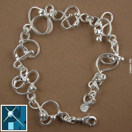 Bracelet argent sans pierres. Bijou fantaisie fait en France.