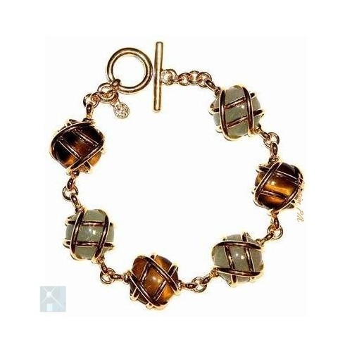 Bracelet artisanal souple avec l'aventurine et l'oeil de tigre. Bijou fait main.