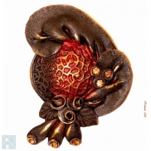 Broche en résine couleur bronze-bijou de créateur français.