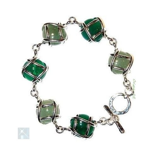 Bracelet multicolore avec des pierres fines, agate verte et aventurine.