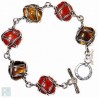 Bracelet multicolore avec des pierres fines : jaspe rouge et l'oeil de tigre.