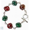 Bracelet multicolore avec des pierres fines : agate verte et  cornaline.