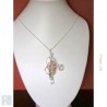 Pendentif argent avec quartz rose, pierre fine.