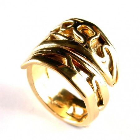 Bijou de créateur, bague fantaisie plaqué or