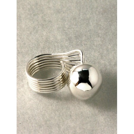 Boule argent, bague de créateur