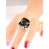 Bague artisanale couleur argent vieilli avec la cornaline, pierre fine