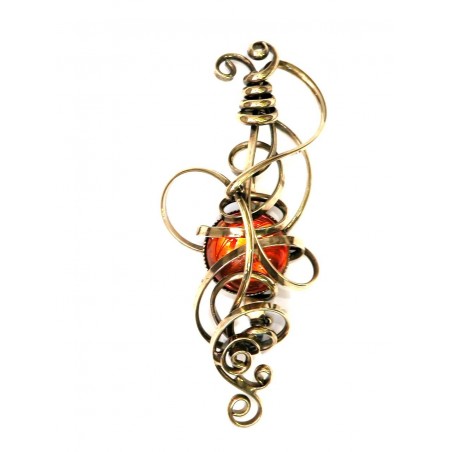 Broche, couleur bronze et orange-Création PIK