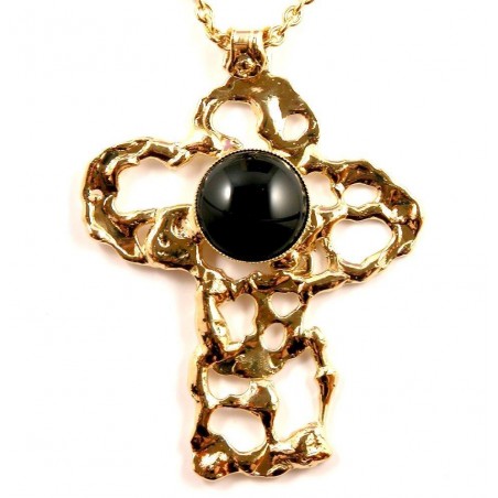 Pendentif en forme de croix avec onyx