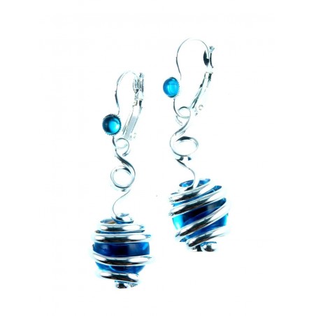 Bijoux d'artiste-boucles d'oreilles fantaisie bleues