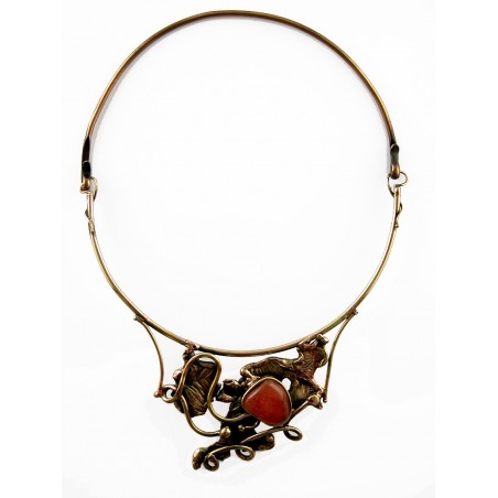 Collier d'artiste-bronze et cornaline