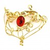 Broche d'art-bijou d'artiste or et rouge