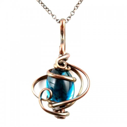 Bijou fantaisie-petit pendentif couleur cuivre, fait main