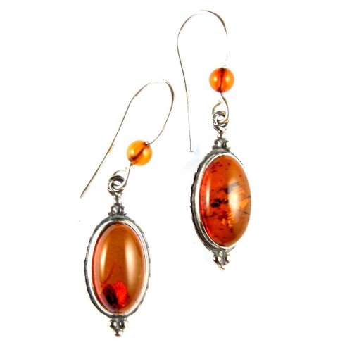 Boucles d'oreilles pendantes-bijoux en ambre et argent