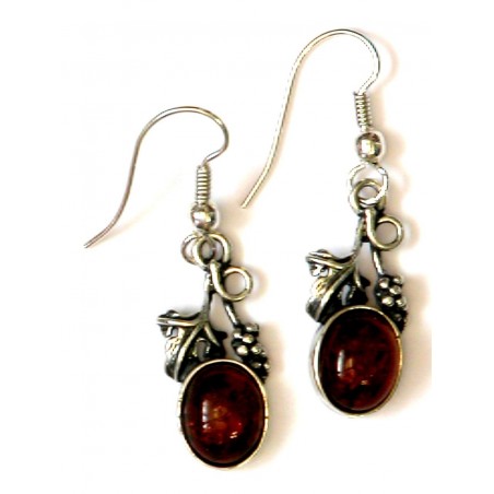 Ambre en boucles d'oreilles pendentes cognac