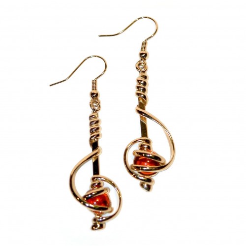 Boucles d'oreilles artisanales avec un cabochon orange