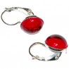 Boucles d'oreilles dormeuses, argent et rouge