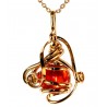 Petit pendentif or et orange-bijou fait main