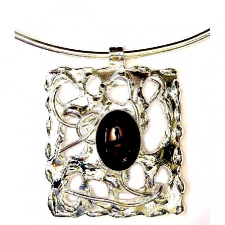 Coller rectangulaire argent, création moderne