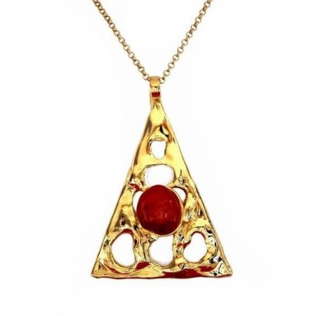 Pendentif, triangle doré, conception artisanale