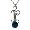 Pendentif fantaisie argent et bleu clair