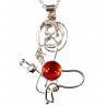 Petit pendentif artisanal argent et orange