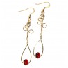 Boucles d'oreilles fantaisie uniques or et rubis