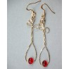 Boucles d'oreilles fantaisie uniques or et rubis