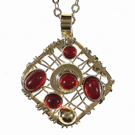 Pendentif carré rouge rubis