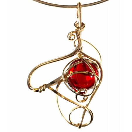 Bijoux artisanaux made in France-collier or et rouge rubis