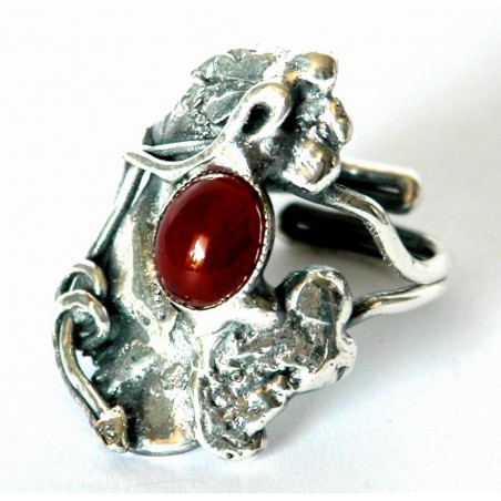 Bague, forme baroque couleur argent ou argent vieilli