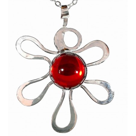 Pendentif fleur argent-bijou fait main