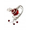 Broche fantaisie argent et rouge rubis.