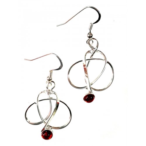 Bijoux fantaisies- boucles d'oreilles argent et rouge rubis.