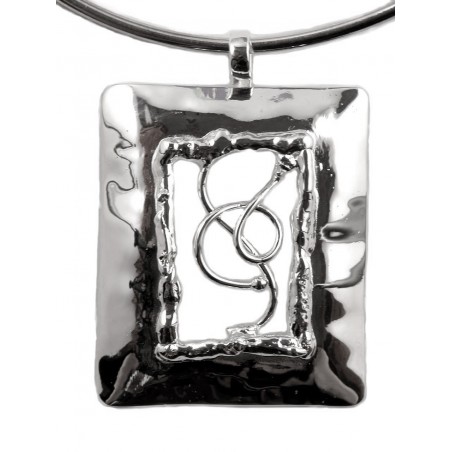 Collier rectangulaire argent, bijou artisanal unique