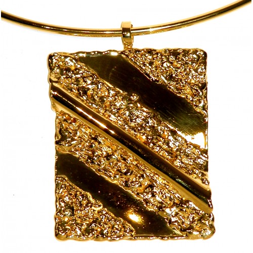 Collier doré, rectangle ondulé- création unique