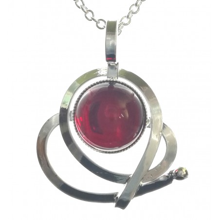 Pendentif artisanal argent avec pierre rouge