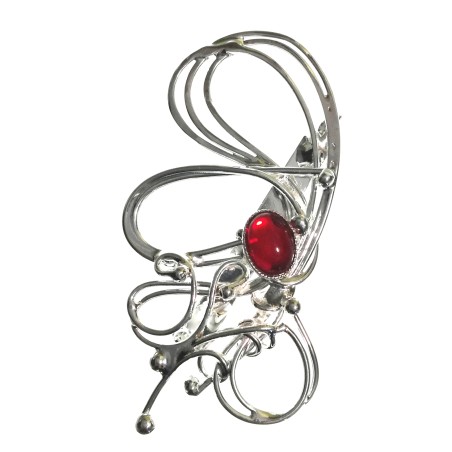 Broche de créateur argent et rouge