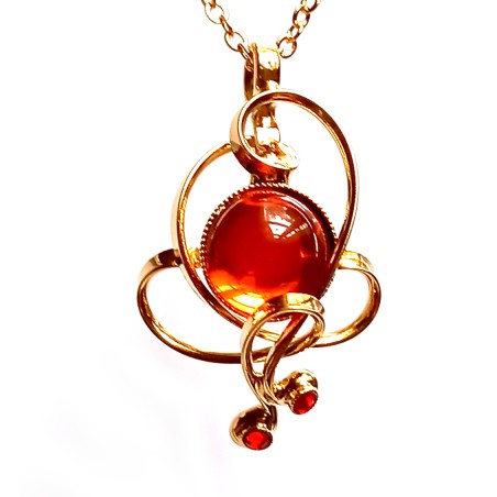 Très beau pendentif or et orange-bijou unique