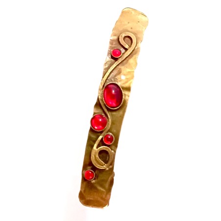 Barrette bronze avec des pierres rouges