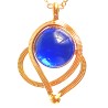 Pendentif fantaisie artisanal or et bleu saphir