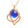 Pendentif fantaisie artisanal or et bleu saphir