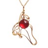 Long pendentif fantaisie or et rouge-création unique