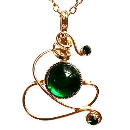 Beau petit pendentif or et vert-bijou unique