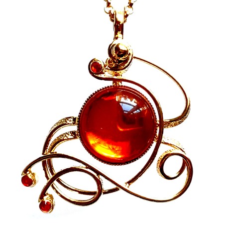 Grand pendentif de créateur-or et orange