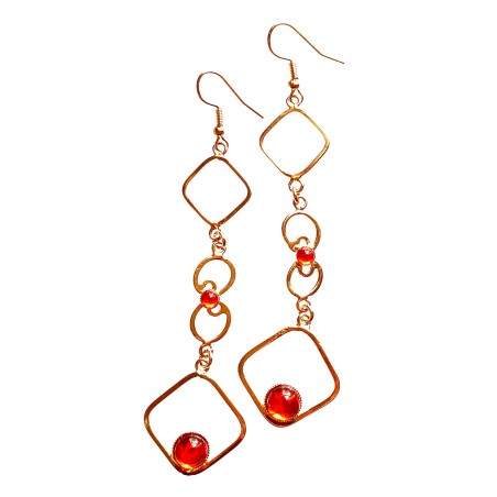 Bijou fait main-boucles d'oreilles pierres orange