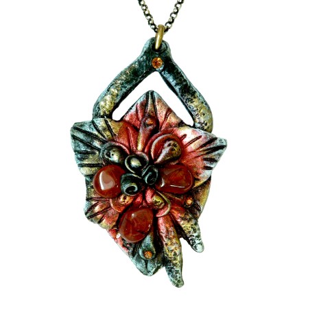 Pendentif en résine, feuille de couleur brune, vert, bleu ou noir